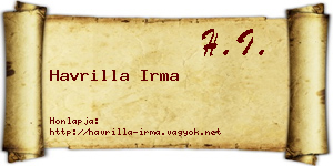 Havrilla Irma névjegykártya